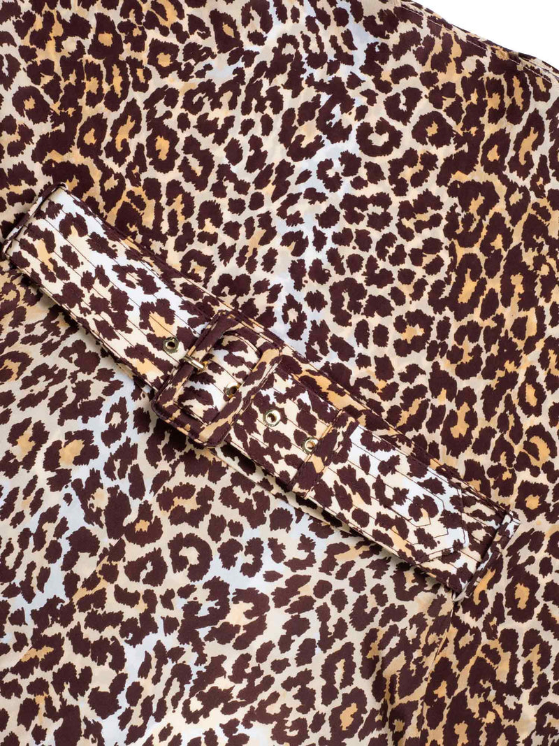 Zimmermann Silk Belted Leopard Print Maxi Skirt Brown-designer resale